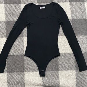 Hollister Black Ribbed Long Sleeve Bodysuit